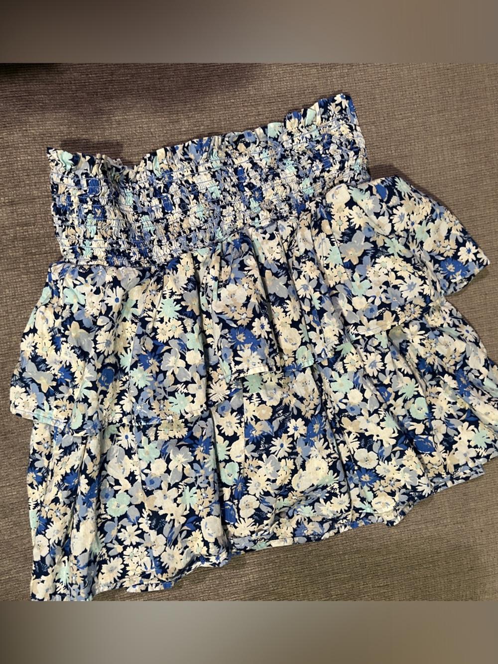 GAP Girls Blue and White Floral Smocked Skort